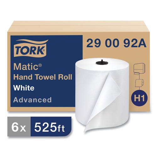 Perforated Roll & Hand Towels | Tork 290092A Advanced Matic 7.7 in. x 525 ft. 2-Ply Hand Towel Roll - White (6/Carton) image number 0