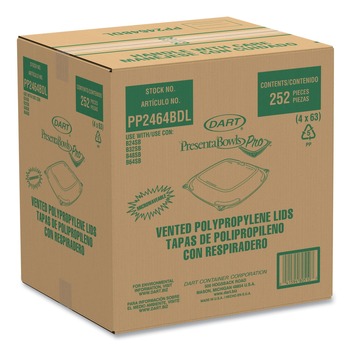 Dart PP2464BDL PresentaBowls Pro 8.5 x 8.5 x 1 Square Bowl Lids - Clear (252/Carton)