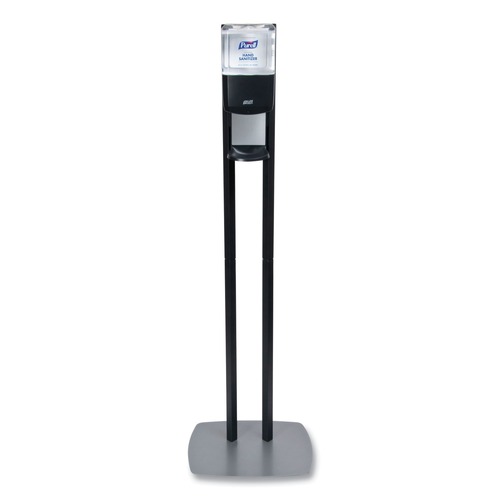 Hand Sanitizer Dispensers | PURELL 7218-DS 1200 ml 13.5 in. x 5 in. x 28.5 in. ES8 Hand Sanitizer Floor Stand with Dispenser - Graphite/Silver image number 0
