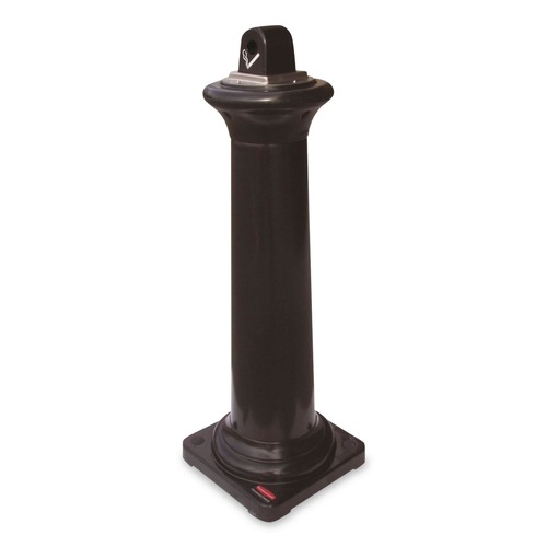 Smoking Receptacles | Rubbermaid Commercial FG9W3000BLA GroundsKeeper Tuscan 13 in. x 13 in. x 38.38 in. Receptacle - Black image number 0
