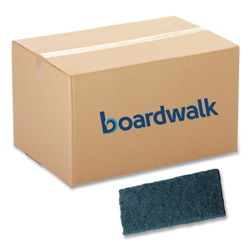 Scouring Pads & Sticks | Boardwalk 7100359720 4.62 x 10 Medium-Duty Scrub Pad - Blue (10/Carton) image number 0