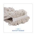 Mop Heads | Boardwalk BWK732C 32 oz. Economical Lie-Flat Cotton Fiber Mop Head - White (12/Carton) image number 6
