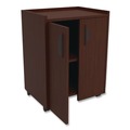 Refreshment Stations | Safco 8953MH 23 in. x 18 in. x 31 in. 3 Shelves Engineered Wood Mobile Refreshment Center - Mahogany image number 2