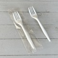 Disposable Forks | Boardwalk BWKFORKMWPPIW Fork Mediumweight Wrapped Polypropylene Cutlery - White (1000/Carton) image number 2