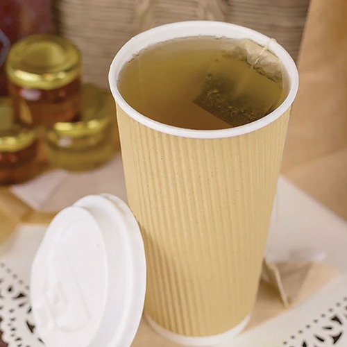 Cups | Karat C-KRC520 20 oz Ripple Hot Cups - Kraft/White (500/Carton) image number 0