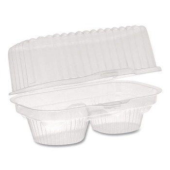 Pactiv Corp. 000000000000002002 ClearView 6.75 x 4 x 4 2-Compartment Plastic Bakery Cupcake Container - Clear (100/Carton)