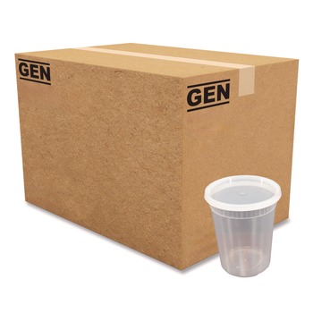 GEN TD40032E Plastic Deli 32 oz. Plastic Container with Lid - Clear (240/Carton)