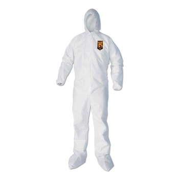Ansell KCC 44335 A40 Elastic-Cuff Ankle Hood And Boot Coveralls - 2X-Large,White (25/Carton)