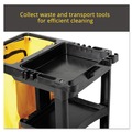 Perforated Roll & Hand Towels | Rubbermaid Commercial FG617388BLA 20 in. x 45 in. x 38.25 in. 4 Shelves 1 Bin Plastic Multi-Shelf Cleaning Cart - Black image number 5