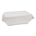 Food Containers & Lids | Plastifar 12039 7.81 in. x 8.75 in. x 3.38 in. Secure One Tab Latch 3 Compartments Foam Hinged Lid Container - White (200/Pack) image number 2
