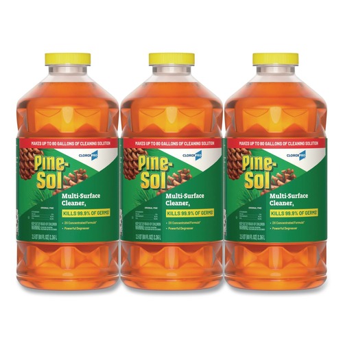 Disinfecting & Cleaning Solutions | Pine-Sol 60606CT CloroxPro 80 oz. Bottle Multi-Surface Cleaner Disinfectant Concentrated - Original Pine Scent (3/Carton) image number 0