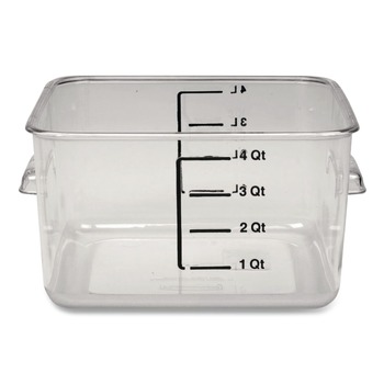 Rubbermaid Commercial FG630400CLR SpaceSaver 8.8 in. x 8.75 in. x 4.75 in. 4 qt. Plastic Square Containers - Clear