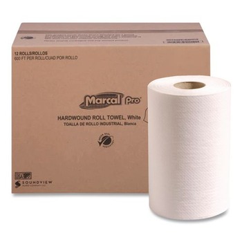 Marcal PRO P700B 1-Ply 7.88 in. x 350 ft. 100% Recycled Hardwound Roll Paper Towels - White (12/Carton)