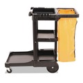 Perforated Roll & Hand Towels | Rubbermaid Commercial FG617388BLA 20 in. x 45 in. x 38.25 in. 4 Shelves 1 Bin Plastic Multi-Shelf Cleaning Cart - Black image number 2