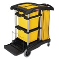 Perforated Roll & Hand Towels | Rubbermaid Commercial HYGEN FG9T7300BLA 22 in. x 48-1/4 in. x 44 in. Hygen M-Fiber Healthcare Cleaning Cart - Black/Yellow/Silver image number 0