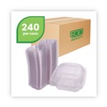 Food Containers & Lids | Eco-Products EP-LC6 6 in. x 6 in. x 3 in. Renewable and Compostable Plastic Clamshell Hinged Food Containers - Clear (240/Carton) image number 1