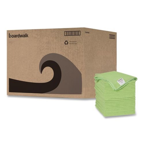 Cleaning Cloths & Wipes | Boardwalk 2164037 16 in. x 16 in. Microfiber Cleaning Cloths - Green (24/Pack) image number 0