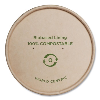 World Centric BOLPA12K 4.6 in. Diameter Paper Lids for Bowls - Kraft (500/Carton)