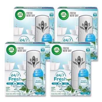 AIR FRESHENER DISPENSERS | Air Wick 62338-88413 5.89 oz. Freshmatic Life Scents Starter Kit - Fresh Waters, White (4/Carton)