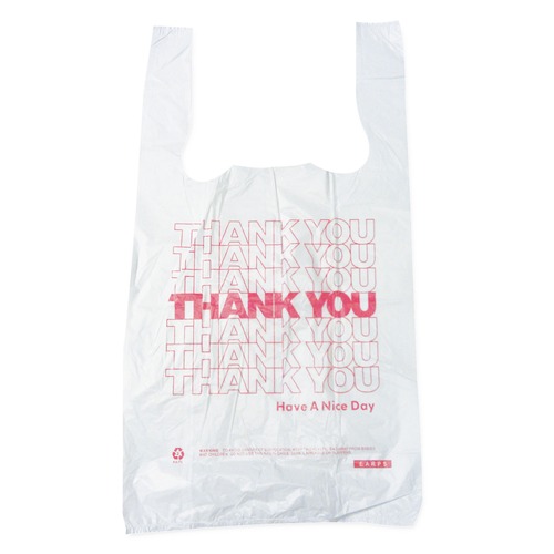 T-Sacks & Thank You Bags | Barnes Paper Company 6415THYOU 4 in. x 15 in. 2 mil Plastic Thank-You T-Sack - White (2000/Carton) image number 0
