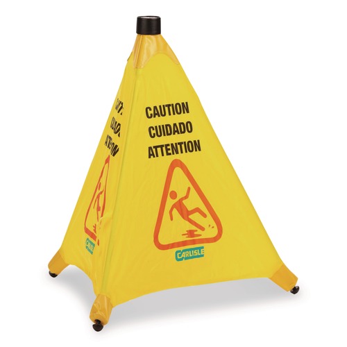 Signs | Carlisle 3694204 18 x 22.25 x 20 Pop-Up Caution Cone - Yellow image number 0