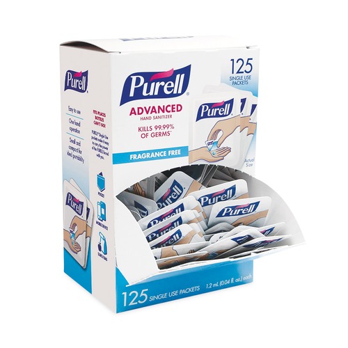 Hand Sanitizers | PURELL 9630-12-125CT-NS 1.2 mL Packet Advanced Single Use Gel Hand Sanitizer - Fragrance-Free (125/Box) image number 0