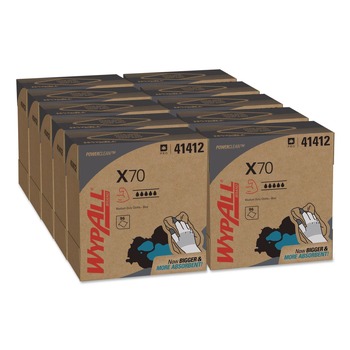 WypAll 41412 X70 9-1/10 in. x 16-4/5 in. Cloths - Blue (100/Box 10 Boxes/Carton)