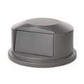 Waste Receptacle Lids | Rubbermaid Commercial FG264788GRAY 24.81 in. Diameter x 12.63 in. Round BRUTE Dome Top Receptacle Push Door for 44 Gallon Containers - Gray image number 2