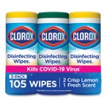 Cleaning Cloths & Wipes | Clorox 30112 7 in. x 8 in. 1-Ply Disinfecting Wipes - Fresh Scent/Citrus Blend, White (35/Canister, 3 Canisters/Pack) image number 1