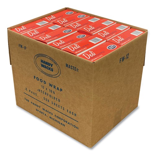 Paper Wraps | Handy Wacks FW12 10.75 in. x 12 in. Interfolded Food Wrap Deli Sheets (12/Carton) image number 0