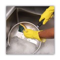 Scouring Pads & Sticks | Boardwalk 74BWK MD 3.6 in. x 6.1 in. Medium Duty Individually Wrapped Scrubbing Sponge - Yellow/Green (20/Carton) image number 4