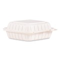 Food Containers & Lids | Dart 85MFPPHT1R Single Compartment 8.25 in. x 8 in. x 3 in. Plastic Hinged Lid Containers - White (150/Carton) image number 1