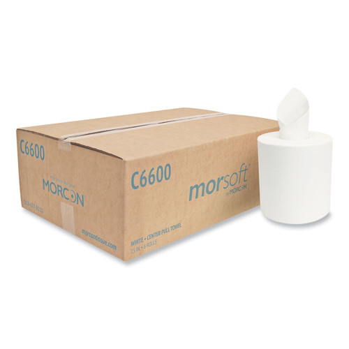 Perforated Roll & Hand Towels | Morcon Paper C6600 Morsoft 6.9 in. Diameter 2-Ply Center-Pull Roll Towels - White (6/Carton) image number 0