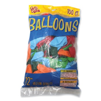 BALLOONS AND STREAMERS | Tablemate 916100 12 in. Helium Quality Latex Balloons - Assorted Colors (20/Carton)