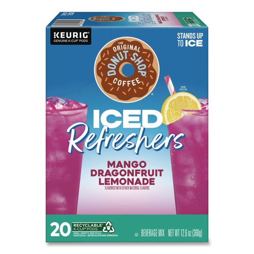 Coffee - Caffeinated | The Original Donut Shop 5000382824 ICED Refreshers K-Cup Pods - Mango Dragonfruit Lemonade (20/Box) image number 0