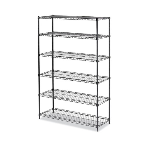 Racks & Shelving | Alera ALESW664818BA NSF Certified 6-Shelf 48 in. x 18 in. x 72 in. Wire Shelving Kit - Black Anthracite image number 0