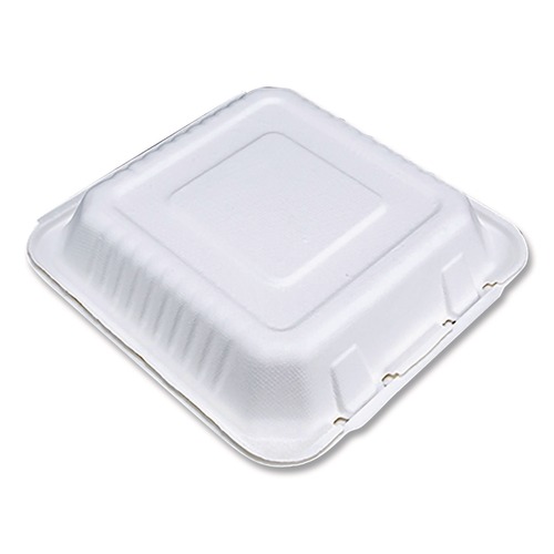 Cleaning Cloths & Wipes | SCT 18935WPF ChampWare Molded-Fiber Clamshell Containers, 9 x 9 x 3, White, 100/Sleeve, 2 Sleeves/Carton image number 0