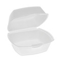 Food Containers & Lids | Pactiv Corp. YTH100790000 5.13 in. x 5.13 in. x 2.5 in. Single Tab Lock Foam Hinged Lid Containers - White (500/Carton) image number 0