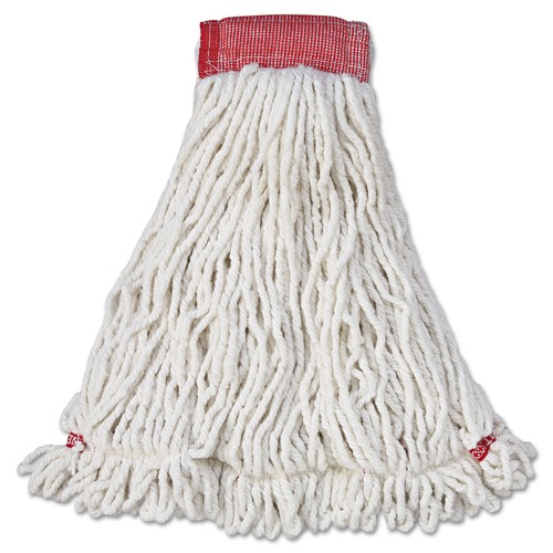 Mop Heads | Rubbermaid Commercial FGA25306WH00 Web Foot Shrinkless Large Cotton/Synthetic Wet Mop Head with 5 in. Headband - White (6/Carton) image number 0