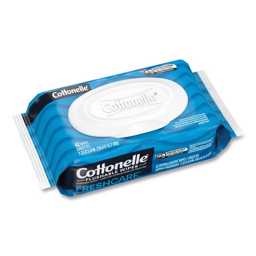 Hand Sanitizing Wipes | Cottonelle 44932 1-Ply 3.75 in. x 5.5 in. Fresh Care Flushable Cleansing Cloths - White image number 0