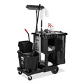 Perforated Roll & Hand Towels | Rubbermaid Commercial 1861430 12.1 in. x 22.4 in. x 23 in. 4 Shelves 1 Bin Plastic Executive Janitorial Cleaning Cart - Black image number 2