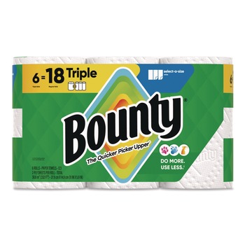 Bounty 80799721 Select-a-Size Kitchen Roll Paper Towels, 2-Ply, 5.9 x 11, White, 123 Sheets/Triple Roll, 6 Rolls/Carton
