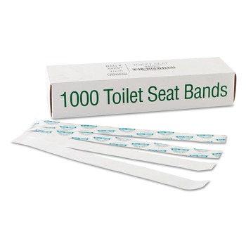 Bagcraft 300591 Sani/Shield Printed 16 in. x 1.5 in. Toilet Seat Band - Deep Blue/White (1000/Carton)