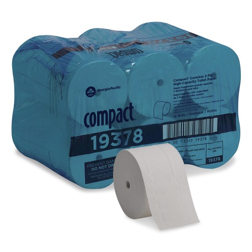 Floor Dusters & Accessories | Georgia Pacific Professional 19378 Coreless Septic-Safe 2-Ply Bath Tissue - White (1500 Sheets/Roll, 18 Rolls/Carton) image number 0