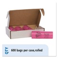 Feminine Care Dispenser Liners | Tidy Girl TG-7514P10 4 in. x 4 in. x 10 in. Feminine Hygiene Sanitary Disposal Bags - Pink/Black (600/Carton) image number 8