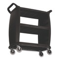Carts | Boardwalk CC2036BW03 18 in. x 36.25 in. x 38 in. 300 lb Capacity Plastic Bussing Cart with 3 Shelves - Black image number 1