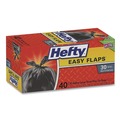 Drawstring & Kitchen Bags | Hefty E27744 30 in. x 33 in. 30-Gallon 0.85 mil Easy Flaps Trash Bags - Black (40/Box, 6 Boxes/Carton) image number 1