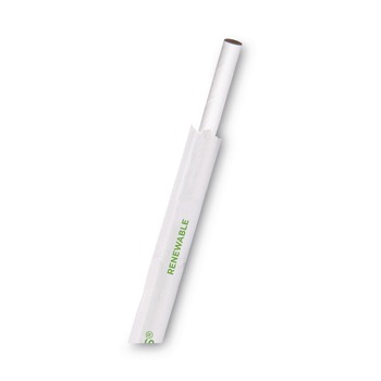 BEVERAGEWARE | Eco-Products EP-STP76-WHT 7.75 in. 6 millimeter Diameter Jumbo Wrapped Paper Straw - White (3000/Carton)