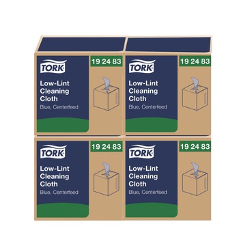 Tork 192483 15 in. x 15 in. 1-Ply Low-Lint Cleaning Cloth - Blue (4 Boxes/Carton)