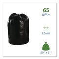 Low-Density Trash Bags | Stout by Envision T5051B15 50 in. x 51 in. 65-Gallon 1.5 mil. Total Recycled Content Plastic Trash Bags - Black/Brown (100/Carton) image number 2